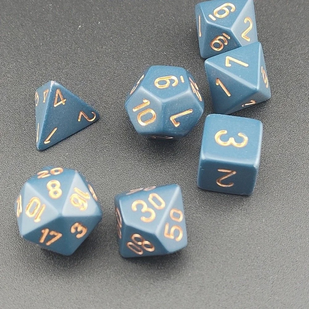 Chessex opaque blue gold d&d dice gaming Role play replacement addition
